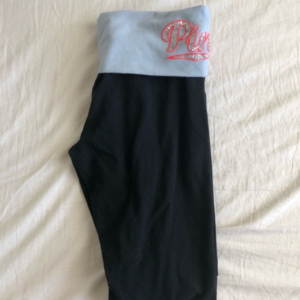 PINK Sequined Waistband Yoga Pants